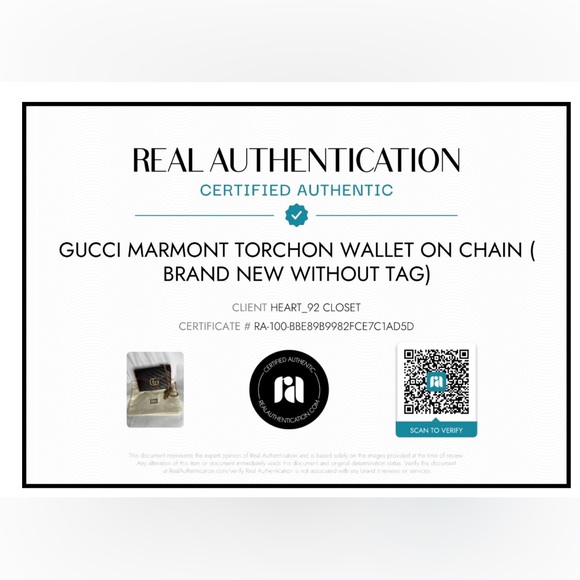 NWOT GUCCI MARMONT TORCHON WALLET ON CHAIN - Picture 7 of 7